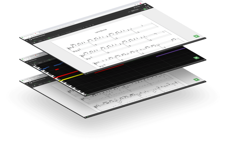 Sheet music editor with multiple views